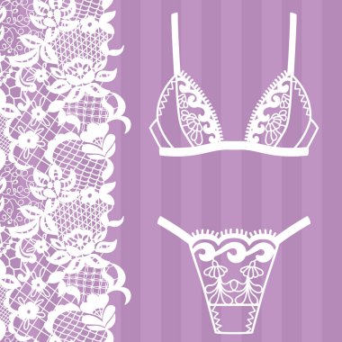 Hand drawn lingerie. Panty and bra set. clipart