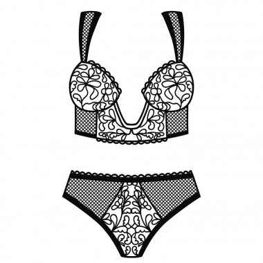 Elle çizilmiş iç çamaşırı. Külot ve sutyen seti.