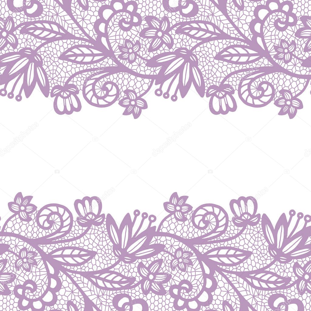 Seamless lace border. Invitation card.