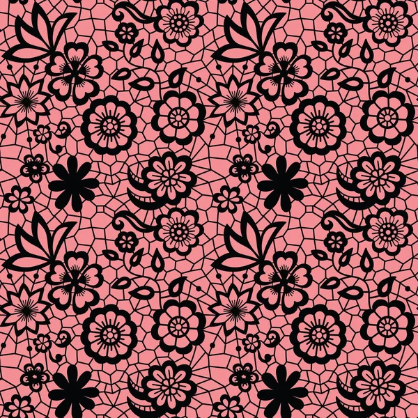 Lace seamless pattern with flowers — Stock Vector