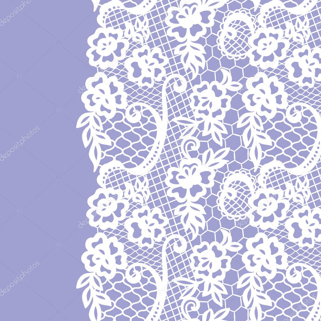 Seamless lace border. Invitation card.