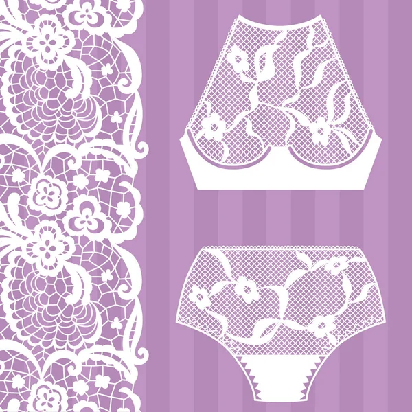 Hand drawn lingerie. Panty and bra set. — Stock Vector