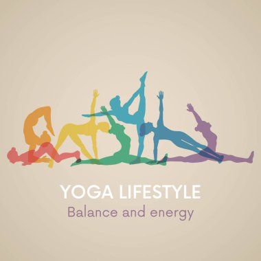Kadın siluetleri. Yoga poses.