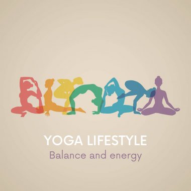Kadın siluetleri. Yoga poses.