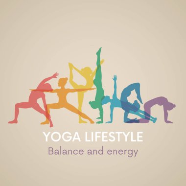 Kadın siluetleri. Yoga poses.