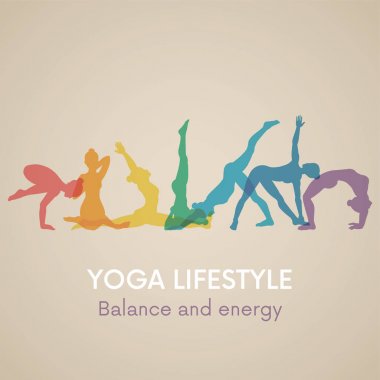 Kadın siluetleri. Yoga poses.