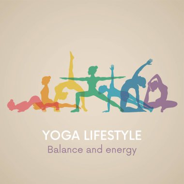 Kadın siluetleri. Yoga poses.