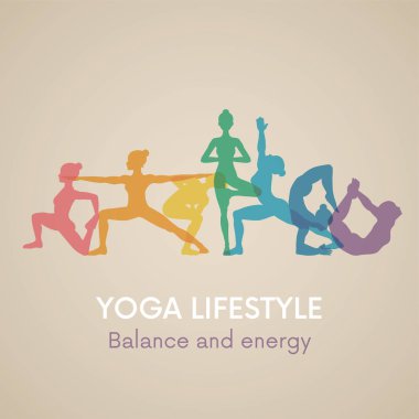 Kadın siluetleri. Yoga poses.