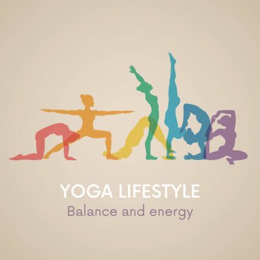 Kadın siluetleri. Yoga poses.