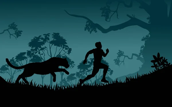 Corriendo bosque salvaje — Vector de stock