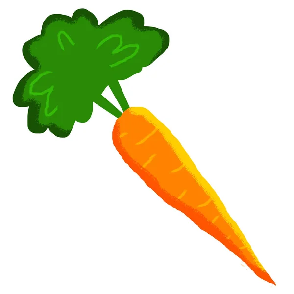 Красивая Смешная Иллюстрация Оранжевой Морковки Зелеными Листьями — стоковое фото