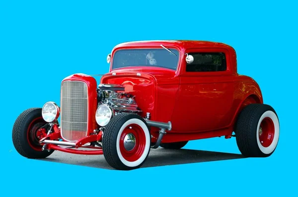 Klasik kırmızı Hot Rod araba
