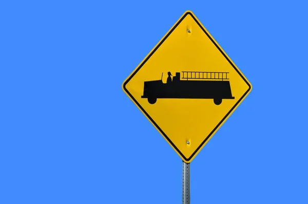 Fire Truck Crossing Sign — Stock Photo, Image