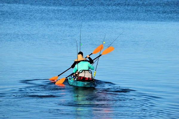 Pescadores Kayak Través Del Río Para Día Pesca Augustine Florida — Foto de Stock