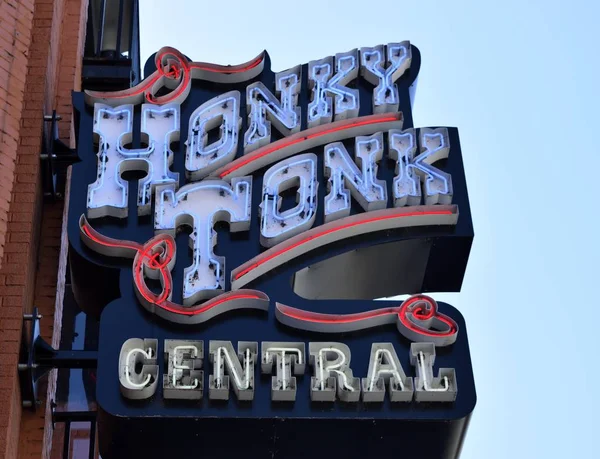 Beroemd Honky Tonk Central Neon Bar Bord Nashville Tennessee — Stockfoto