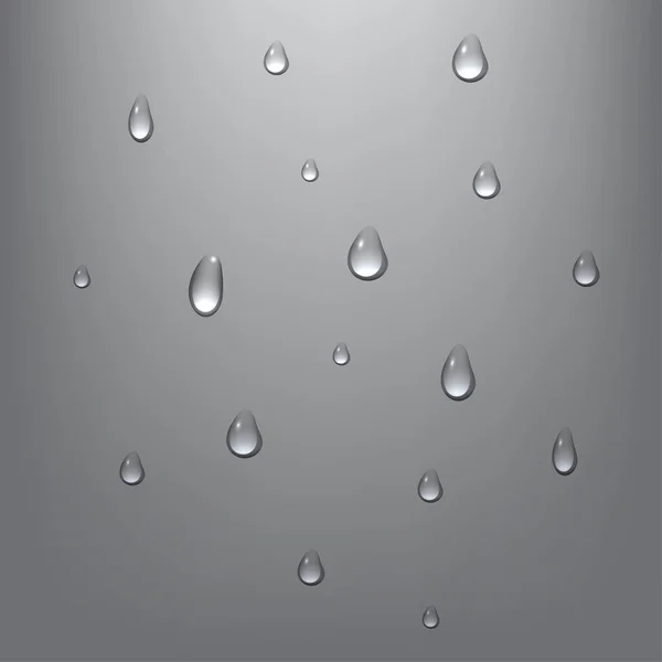 Vecteur réalistes gouttes d'eau transparentes sur fond gris. Des gouttes de pluie brillantes. Applicable à tous les milieux. Eps 10 — Image vectorielle