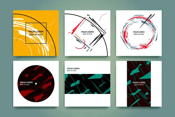 Set van creatieve minimalisme achtergronden. Abstracte geometrie en gescheurde vormen. Hand getrokken stijl. Toepassing voor muziek dekt, banners, posters, flyers. Vector eps 10 — Stockvector