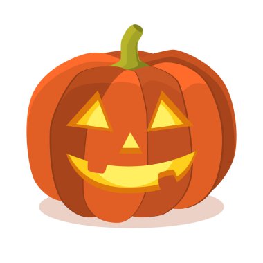 Cadılar Bayramı turuncu beyaz arka plan üzerinde izole düz stilde kabak. Geleneksel Cadılar Bayramı sembolü. Şirin ürkütücü karakteri. Kutlama tasarımınız için öğe. Vektör eps 10.
