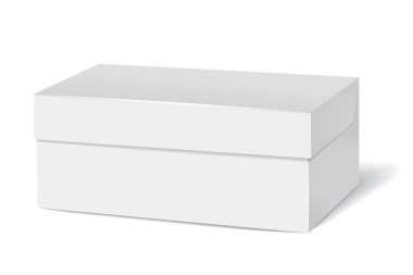 Vektör çay kutusu kadar sahte. Saydam arka plan üzerinde izole boş beyaz çay paketleme. 3D dikdörtgen karton kutu. Ürün sunumunda kullanılacak tasarım öğesi. EPS 10.