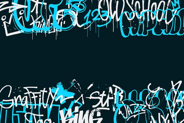 Graffiti tags borde aislado sobre fondo transparente. Decoración abstracta de arte urbano. Graffiti textura dibujo a mano. Elemento para banner, diseño de camiseta, textil, papel de envolver. Ilustración vectorial — Archivo Imágenes Vectoriales