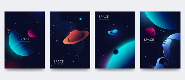 Space Poster Set Outer Space Background Place Text Cosmos Scenes — Stock Vector