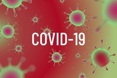 Coronavirus vektör çizimi. Mikroskop altında virüsler. COVID 19 salgını. Büyük yuvarlak bakteri. Yakın çekim görüntüsü. Eps 10