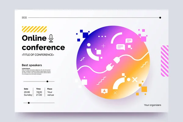 온라인 콘퍼런스에 배너를 도입하 비즈니스 초대장 디자인 포스터 현대의 추상적 — 스톡 벡터