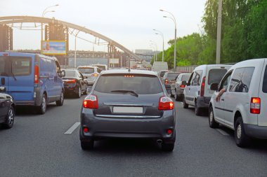 Cars in traffic jam clipart