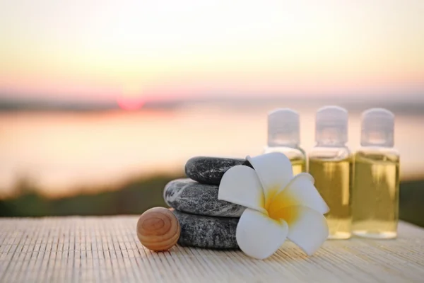 Spa composition on sunset background — Stock Photo, Image