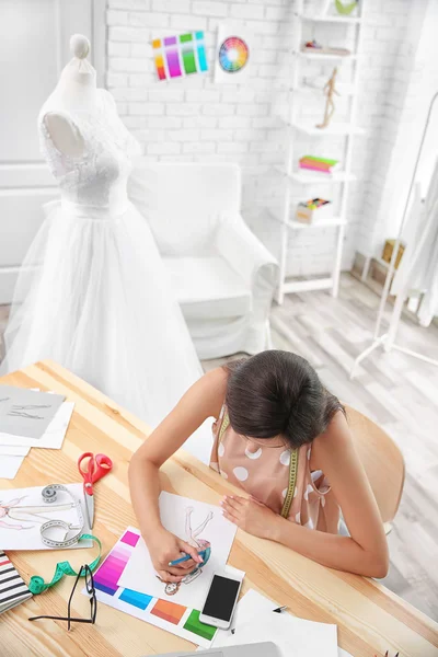 Pretty young dress designer — Stock Photo, Image