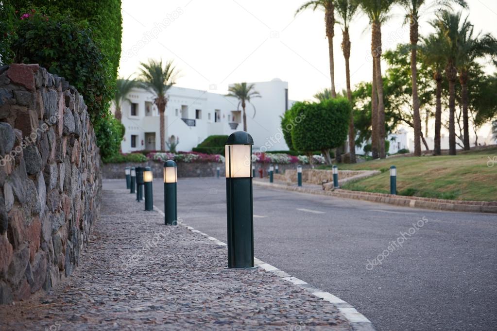 Small street lights along roads