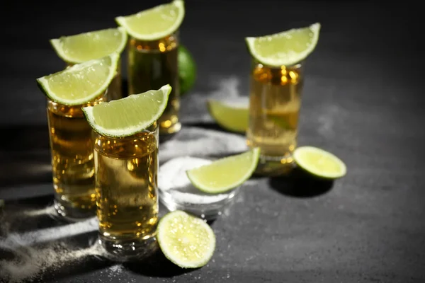 Gold tequila shots — Stock Photo, Image