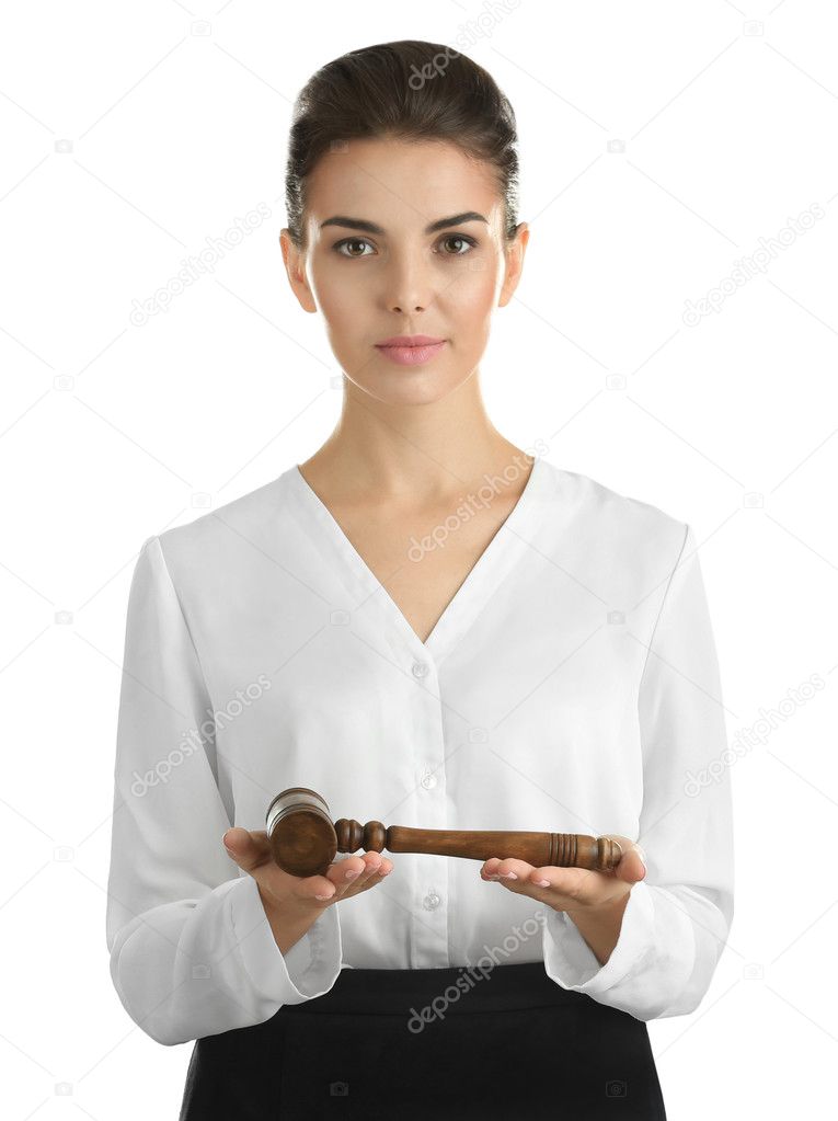 Woman with judge gavel 