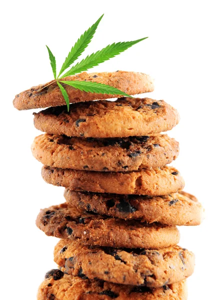 Biscotti saporiti con foglia di marijuana — Foto Stock