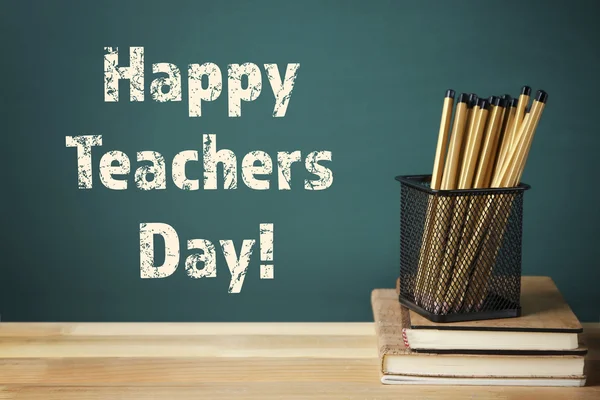 Teachers day concept. Text on chalkboard — Stock Photo, Image