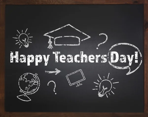 Teachers day concept. Text on chalkboard — Stock Photo, Image