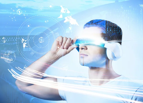 Ember Futurisztikus Szemüveg Technológiák Jövőbeni Koncepció — Stock Fotó