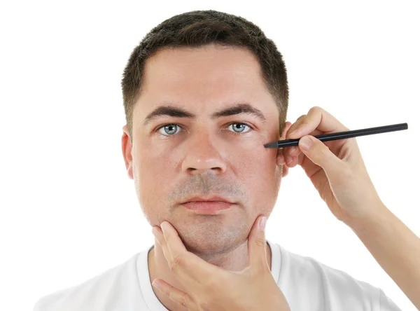 Hand Drawing Pencil Male Face Plastic Surgery Concept — Stock Photo, Image