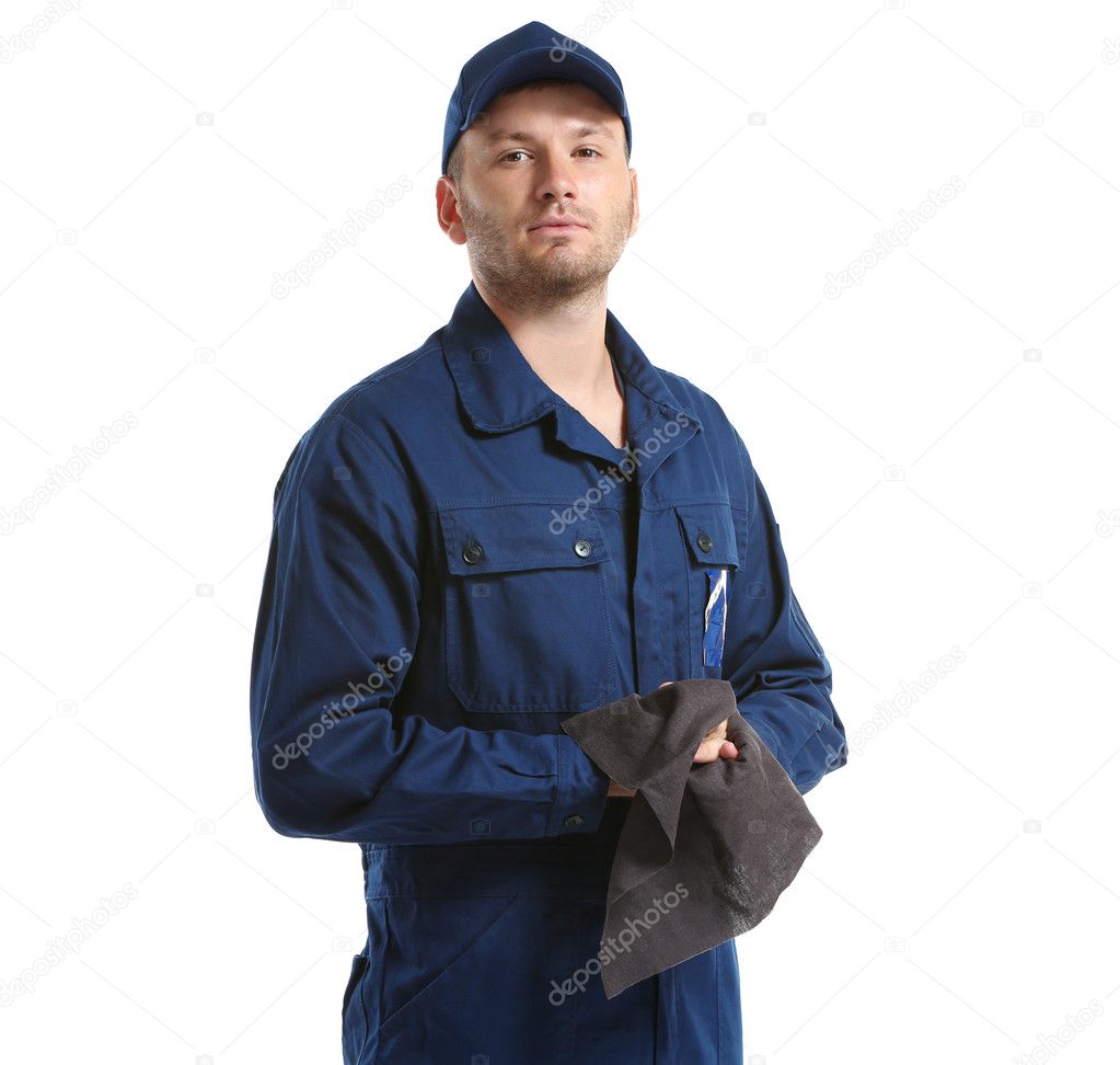 Young mechanic in uniform 