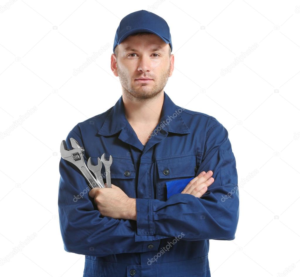 Young mechanic in uniform 