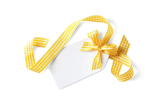 Silk ribbon and congratulatory card — Stock Photo, Image