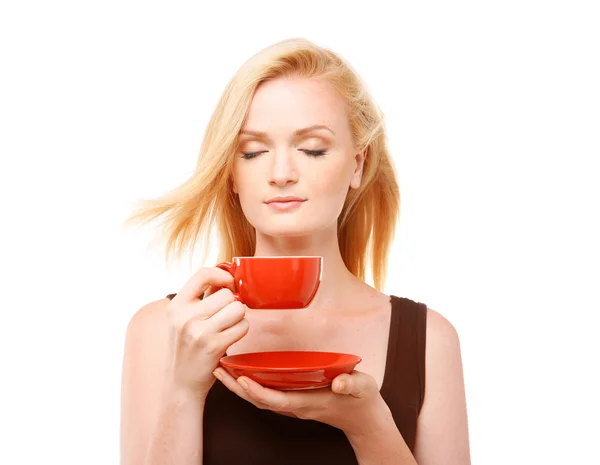 Bella ragazza con tazza — Foto Stock