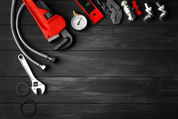 Plumber tools on background — Stock Photo, Image