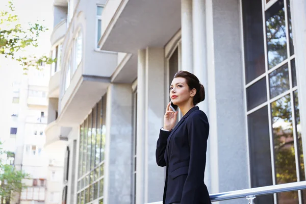 Businesswoman Cellphone Office — Stock Photo, Image