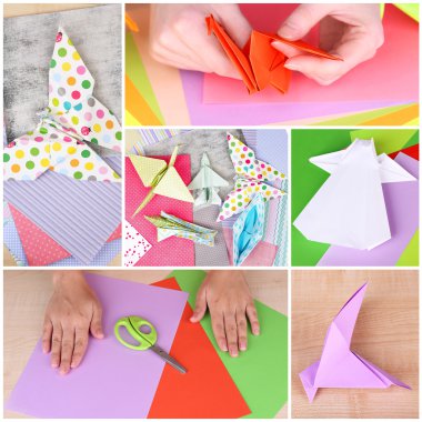 renkli origami kavramı kolaj, hobi ve el sanatları