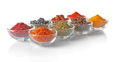 spices in glass bowls  clipart