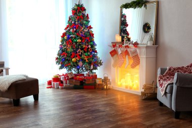 Noel için dekore edilmiş Oda