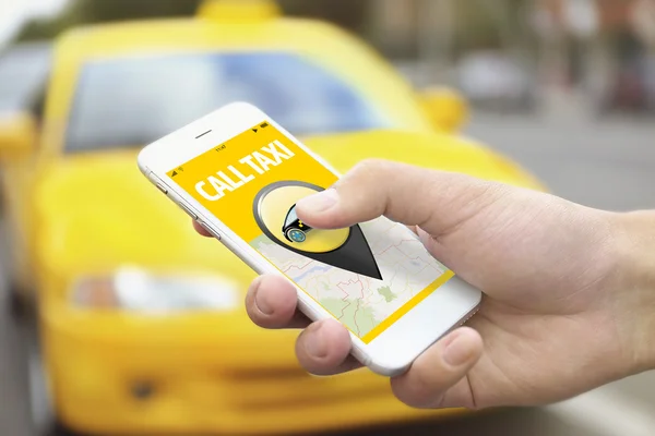 Taxi. Application on phone — Stock Photo, Image