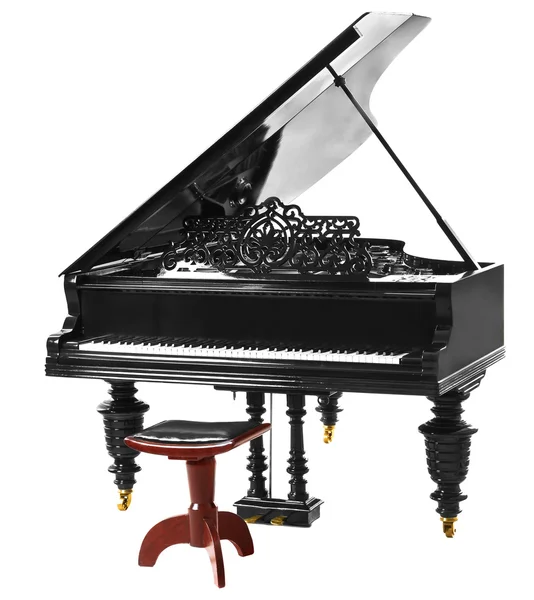 Grand piano izolované na bílém — Stock fotografie