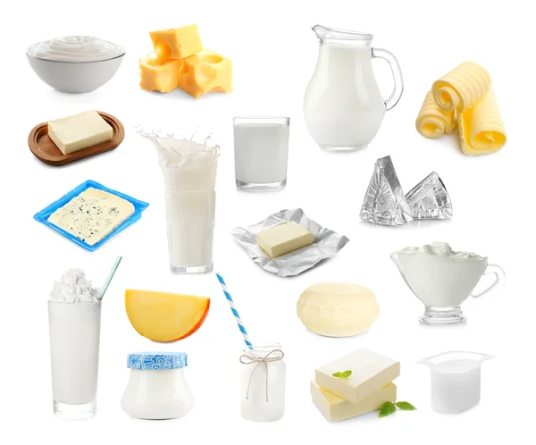 Different types of dairy products — Stock Photo, Image